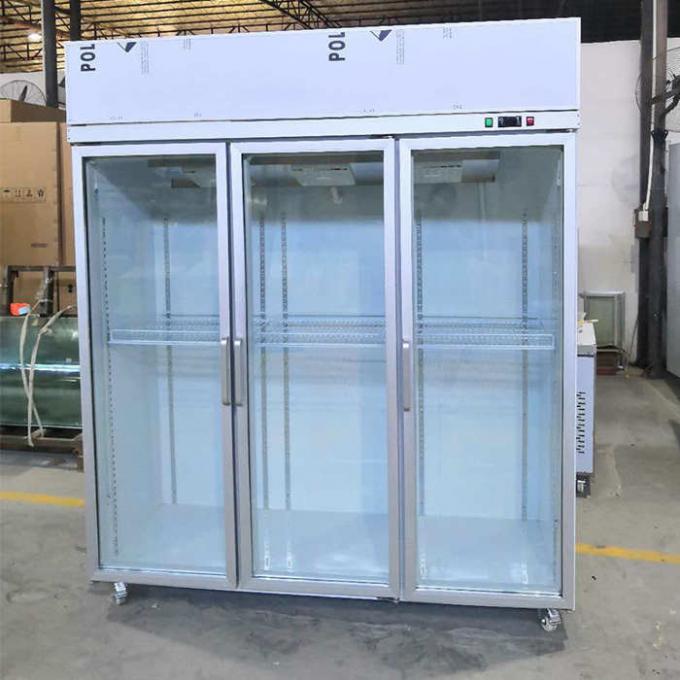 Congelador comercial vertical de la exhibición del helado con la puerta de cristal tres 0