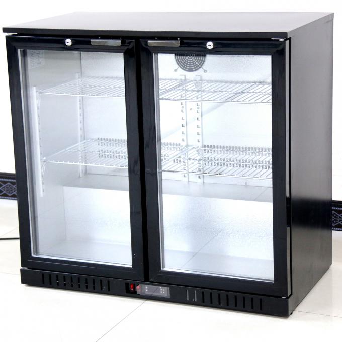 refrigerador de cristal de la exhibición de la puerta de 900*520*835m m del doble de cristal comercial de los refrigeradores 208L 0