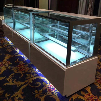 Refrigerador de mármol de cristal de la exhibición de la panadería del CE del final de tres capas