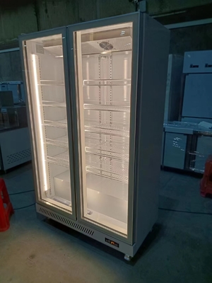 Refrigerador vertical de puertas de cristal comercial de 1000L con refrigerante R290