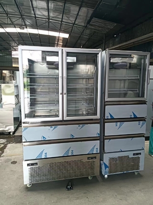 Refrigerador vertical 2 Puerta de vidrio para congelador 2 cajones para refrigerador para cocina con 110V/60Hz