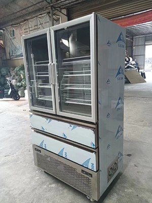 Refrigerador vertical 2 Puerta de vidrio para congelador 2 cajones para refrigerador para cocina con 110V/60Hz