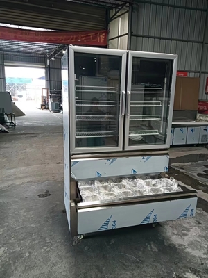 Refrigerador vertical 2 Puerta de vidrio para congelador 2 cajones para refrigerador para cocina con 110V/60Hz