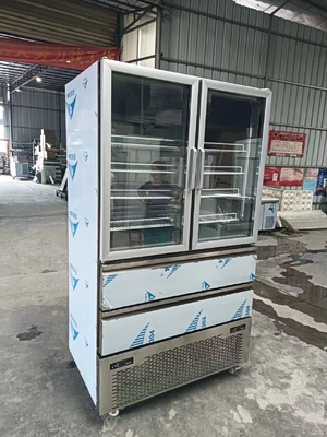 Refrigerador vertical 2 Puerta de vidrio para congelador 2 cajones para refrigerador para cocina con 110V/60Hz