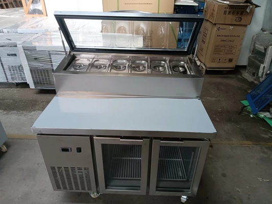Bajo el mostrador mesa de ensalada Commercial de refrigeración mesa de preparación de pizza / sándwich