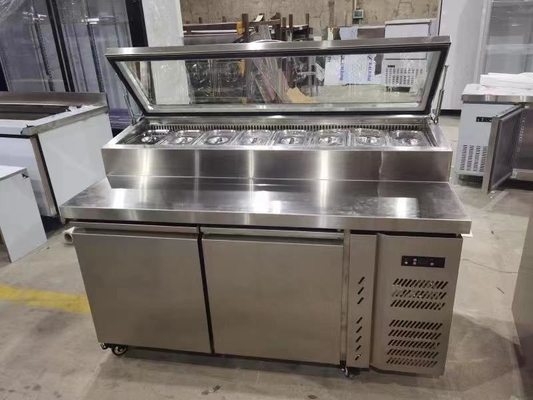 Bajo el mostrador mesa de ensalada Commercial de refrigeración mesa de preparación de pizza / sándwich