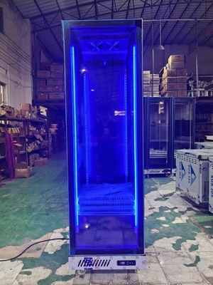 Refrigerador comercial vertical con pantalla de bebidas Refrigerador con puerta de vidrio