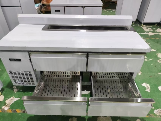 Refrigerador comercial de escritorio 4 cajones con salpicador personalizado mesa de cocina