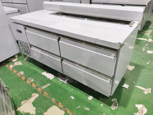 Refrigerador comercial de escritorio 4 cajones con salpicador personalizado mesa de cocina