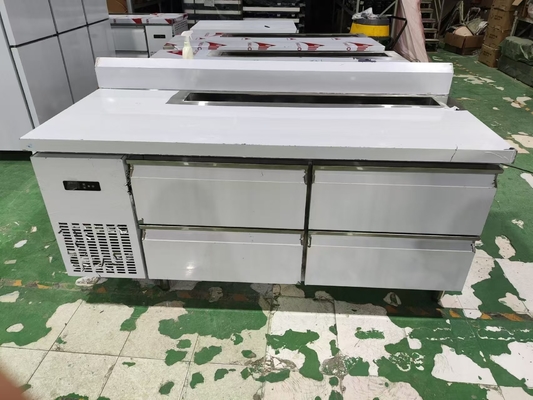 Refrigerador comercial de escritorio 4 cajones con salpicador personalizado mesa de cocina