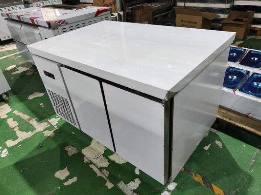 1.2M Commercial bajo el mostrador chiller Refrigerador Banco de trabajo para la cocina Guangzhou fábrica de acero inoxidable Mesa de trabajo