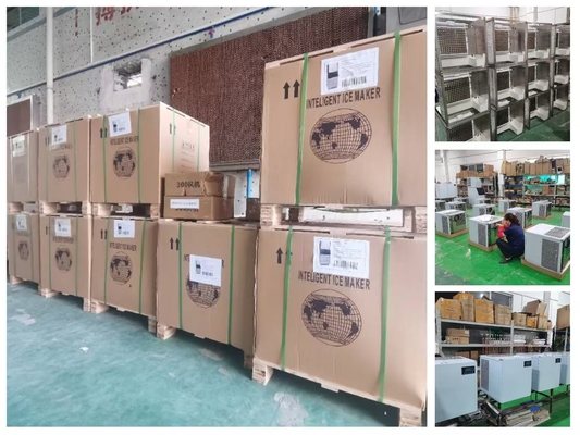 Máquina para hacer hielo comercial de alta producción con certificación CE de 500 kg a 1000 kg con contenedor de hielo para la planta de hielo
