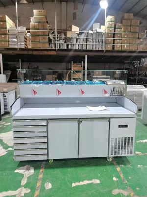 Pizza Pre Mesa Refrigerador con cajones Comerciante Cocina Ensalada Banco de trabajo