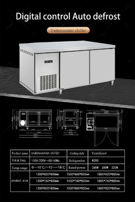 Equipo de refrigeración comercial Bajo el mostrador del banco de trabajo Refrigerador de mesa de trabajo de acero inoxidable