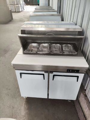 Refrigerador de ensalada y sándwich de tipo americano Equipo de cocina de acero inoxidable