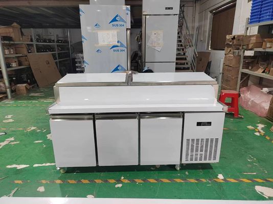Refrigerador de ensalada y sándwich de tipo americano Equipo de cocina de acero inoxidable
