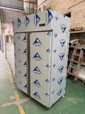 Comercial 2 puertas chiller vertical de acero inoxidable 304 refrigerador de cocina