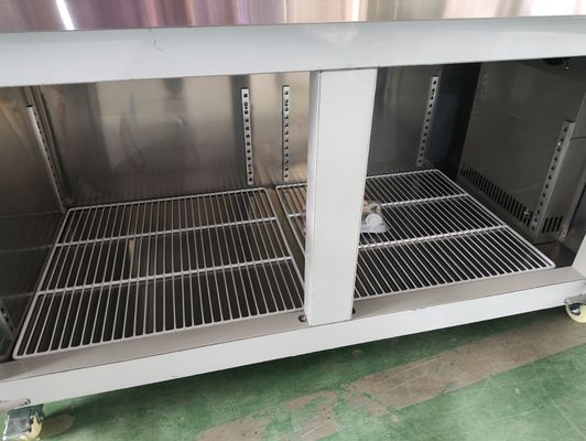 Refrigerador bajo mostrador para restaurante, mesa de trabajo comercial con puerta de vidrio