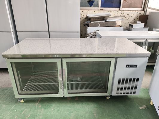 Refrigerador bajo mostrador para restaurante, mesa de trabajo comercial con puerta de vidrio