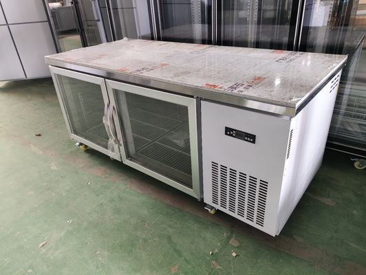 Refrigerador bajo mostrador para restaurante, mesa de trabajo comercial con puerta de vidrio
