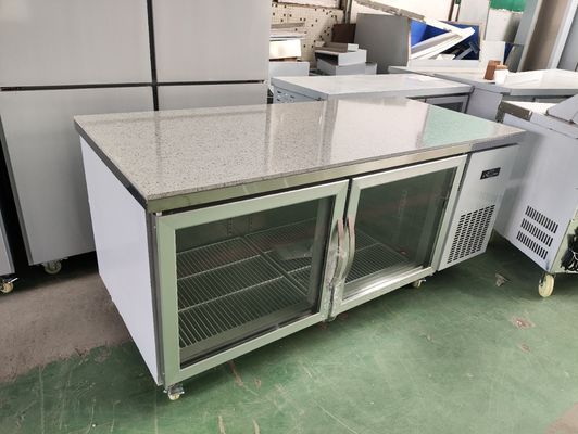 Refrigerador bajo mostrador para restaurante, mesa de trabajo comercial con puerta de vidrio