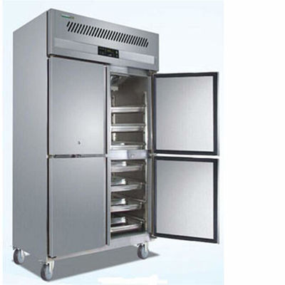 Congelador vertical comercial de 4 puertas de acero inoxidable Congelador de panadería con bandejas
