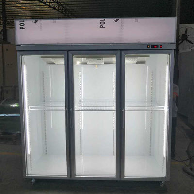 Congelador comercial vertical de la exhibición del helado con la puerta de cristal tres