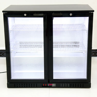 fan 208L que refresca el refrigerador de cristal doble de la barra de la parte posterior de puerta con color negro