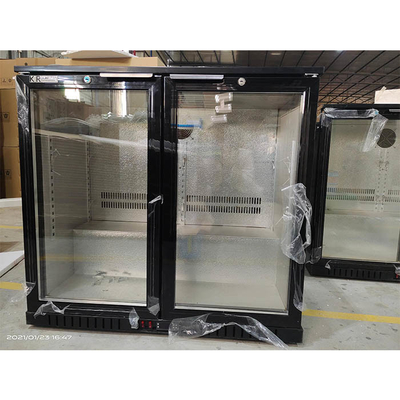 Refrigerador trasero comercial 208L 190W de la barra de la puerta de cristal doble con el enfriamiento de la fan