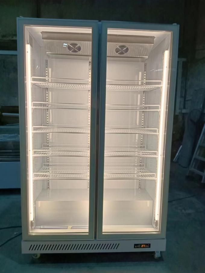 Refrigerador vertical de puertas de cristal comercial de 1000L con refrigerante R290 0