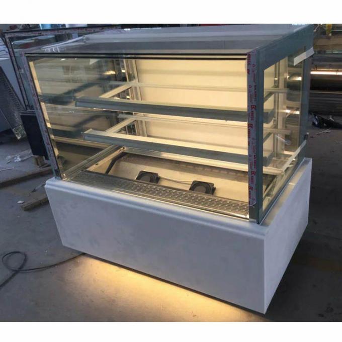 Refrigerador de mármol de cristal de la exhibición de la panadería del CE del final de tres capas 0