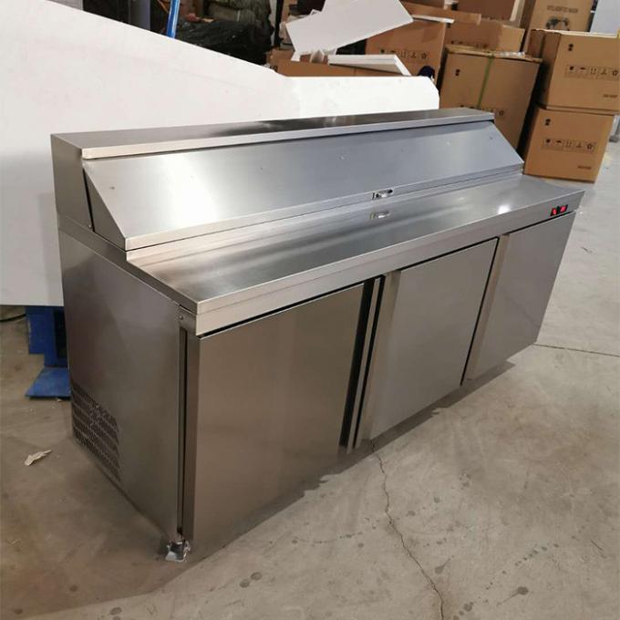 Congelador de refrigerador comercial de la exhibición 300W de la ensalada 0