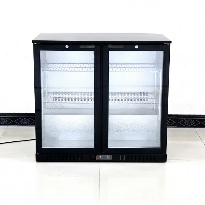 refrigerador de cristal de la exhibición de la puerta de 900*520*835m m del doble de cristal comercial de los refrigeradores 208L 1