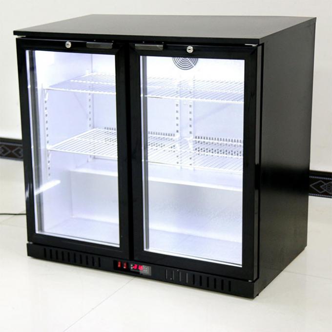 Refrigerador trasero comercial 208L 190W de la barra de la puerta de cristal doble con el enfriamiento de la fan 1
