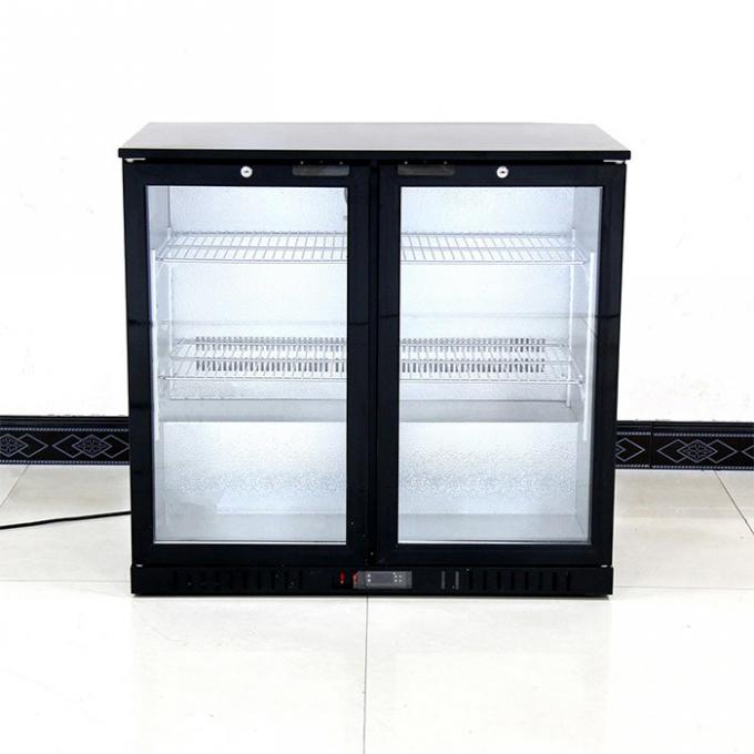 Refrigerador trasero comercial 208L 190W de la barra de la puerta de cristal doble con el enfriamiento de la fan 0